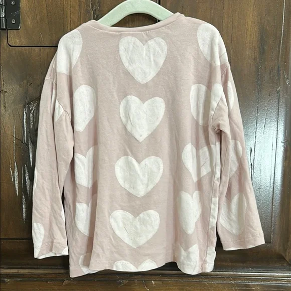 Zara Pink and White Long Sleeve Heart Tee - Picture 4 of 4